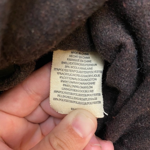 TIMBERLAND chocolate brown wool blend button down hooded coat size 12 month - Picture 7 of 9